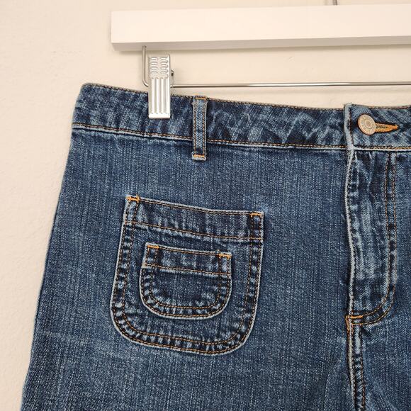 Y2K Old Navy Blue Jeans Mid Rise Denim Shorts 100% Cotton Utility Pockets 6/8 - Picture 2 of 8